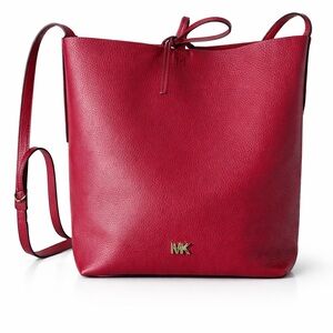 Michael Kors Pebbled Leather Tote Wine Red